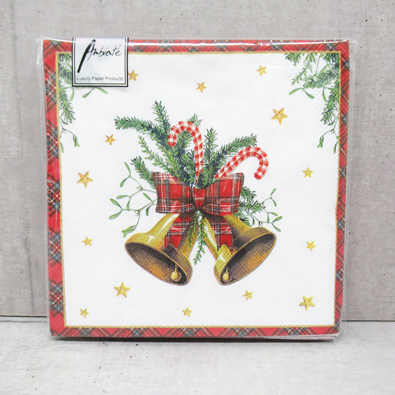 Ambiente クリスマスペーパーナプキン  Scottish bells white